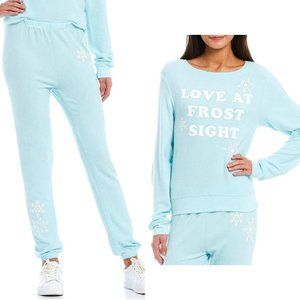 NWT Wildfox Xl set love at frost sight coordinating pullover and joggers plume